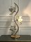 Lámpara de mesa italiana con flor de loto de metal dorado, años 70, Imagen 13
