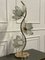 Lámpara de mesa italiana con flor de loto de metal dorado, años 70, Imagen 3