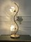 Lámpara de mesa italiana con flor de loto de metal dorado, años 70, Imagen 12