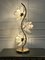 Lámpara de mesa italiana con flor de loto de metal dorado, años 70, Imagen 11