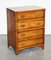 Vintage Burr Yew Wood Chest of Drawers with Brass Handles 1