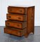 Vintage Burr Yew Wood Chest of Drawers with Brass Handles, Image 5