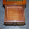 Yew Wood Gold Embossed Green Leather Top Filling Cabinet, Image 9