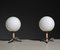 Mid-Century Modern Opaline Glass and Brass Bedside Lamps, Italy, 1950s, Set of 2, Image 1