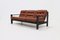 Brutalistisches 3-Sitzer Sofa aus Leder & ebonisiertem Holz, 1970er 12