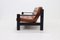 Brutalistisches 3-Sitzer Sofa aus Leder & ebonisiertem Holz, 1970er 6