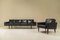 Bovenkamp Three-Seater Sofa and Lounge Chair in Black Leather and Rosewood, 1960s, Set of 2 1