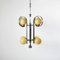 Large Art Deco Chandelier in Chrome Plated Steel and Yellow Glass, 1930s, Image 4