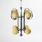 Large Art Deco Chandelier in Chrome Plated Steel and Yellow Glass, 1930s, Image 6