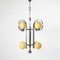 Large Art Deco Chandelier in Chrome Plated Steel and Yellow Glass, 1930s 3