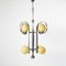 Large Art Deco Chandelier in Chrome Plated Steel and Yellow Glass, 1930s, Image 3