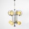 Lámpara de araña Art Déco grande de acero cromado y vidrio amarillo, años 30, Imagen 2