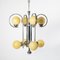 Large Art Deco Chandelier in Chrome Plated Steel and Yellow Glass, 1930s, Image 1