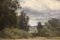 Animierte Landschaft am Fluss, 1800er, Öl auf Leinwand, Gerahmt 10