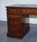 Edwardianischer Schreibtisch mit Gestell aus braunem geprägtem Leder von Maple & Co. 4