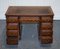 Edwardianischer Schreibtisch mit Gestell aus braunem geprägtem Leder von Maple & Co. 14