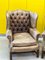 Leather Chesterfield Wingback Armchair, 1950s 5