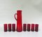 Water Jug with 7 Glasses in Red by Monica Bratt, Sweden, 1950s, Set of 8, Image 1