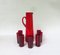 Brocca per l'acqua rossa con 7 bicchieri di Monica Bratt, Svezia, anni '50, set di 8, Immagine 3