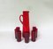 Water Jug with 7 Glasses in Red by Monica Bratt, Sweden, 1950s, Set of 8 3