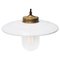 Vintage White Enamel, Brass and Clear Glass Pendant Lights, Image 2