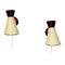 Vintage Swedish Beige and Red Metal Cone Wall Sconces, 1950s, Set of 2 1