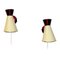 Vintage Swedish Beige and Red Metal Cone Wall Sconces, 1950s, Set of 2, Image 1