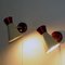 Vintage Swedish Beige and Red Metal Cone Wall Sconces, 1950s, Set of 2, Image 5