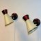 Vintage Swedish Beige and Red Metal Cone Wall Sconces, 1950s, Set of 2, Image 3