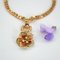 French 18 Karat Yellow Gold Necklace with Enamelled Diamond Flower, 1890s 10