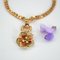 French 18 Karat Yellow Gold Necklace with Enamelled Diamond Flower, 1890s, Image 10