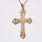 French 18 Karat Yellow and Rose Gold Cross Pendant, 1960s, Image 6