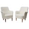 Swedish Modern White Bouclé Armchairs attributed to Carl Malmsten for O.H. Sjögren, Set of 2, Image 1