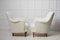 Swedish Modern White Bouclé Armchairs attributed to Carl Malmsten for O.H. Sjögren, Set of 2, Image 4