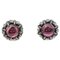 Rose Gold and Silver Stud Earrings with Diamonds and Garnets, 1960s, Set of 2 1