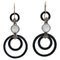 Rose Gold and Silver Dangle Earrings with Onyx, Diamonds and Moonstones, 1960s, Set of 2, Image 1