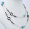 Rose Gold and Silver Necklace with Turquoise, Onyx and Diamonds, 1950s 2