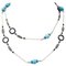 Rose Gold and Silver Necklace with Turquoise, Onyx and Diamonds, 1950s 1