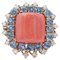 Coral, Sapphires, Diamonds, 14 Karat Rose Gold Retrò Ring, 1950s 1