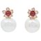 Rose Gold Earrings with Rubies, Diamonds and Pearls, Set of 2 1