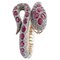 Rose Gold and Silver Snake Bracelet with Rubies and Diamonds, 1960s 1