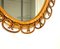 Espejo de pared oval Mid-Century de bambú y ratán con cadena, Italia, años 60, Imagen 8
