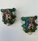 Antique French Sculptural Majolica Wall Pockets, Set of 2 1