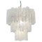 Large Vintage Murano Glass Tiered Chandelier with 78 Alabaster White Glasses, 1990s 1