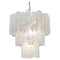 Big Three-Tier Murano Glass Tube Chandelier in White Albaster, 1980s, Image 1