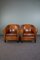 Art Deco Sheep Skin Armchairs with Black Piping, Set of 2 1