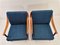 Mid-Century Cushioned Blue Armchairs with Blue Cushion, Yugoslavia, 1960s, Set of 2 3