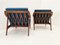 Blaue Mid-Century Polstersessel mit Blauem Kissen, Yugoslavia, 1960er, 2er Set 4