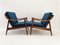 Mid-Century Cushioned Blue Armchairs with Blue Cushion, Yugoslavia, 1960s, Set of 2 2