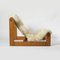 Belgian Brutalist Sling Lounge Chair in Pine and Sheepskin, 1970s 3